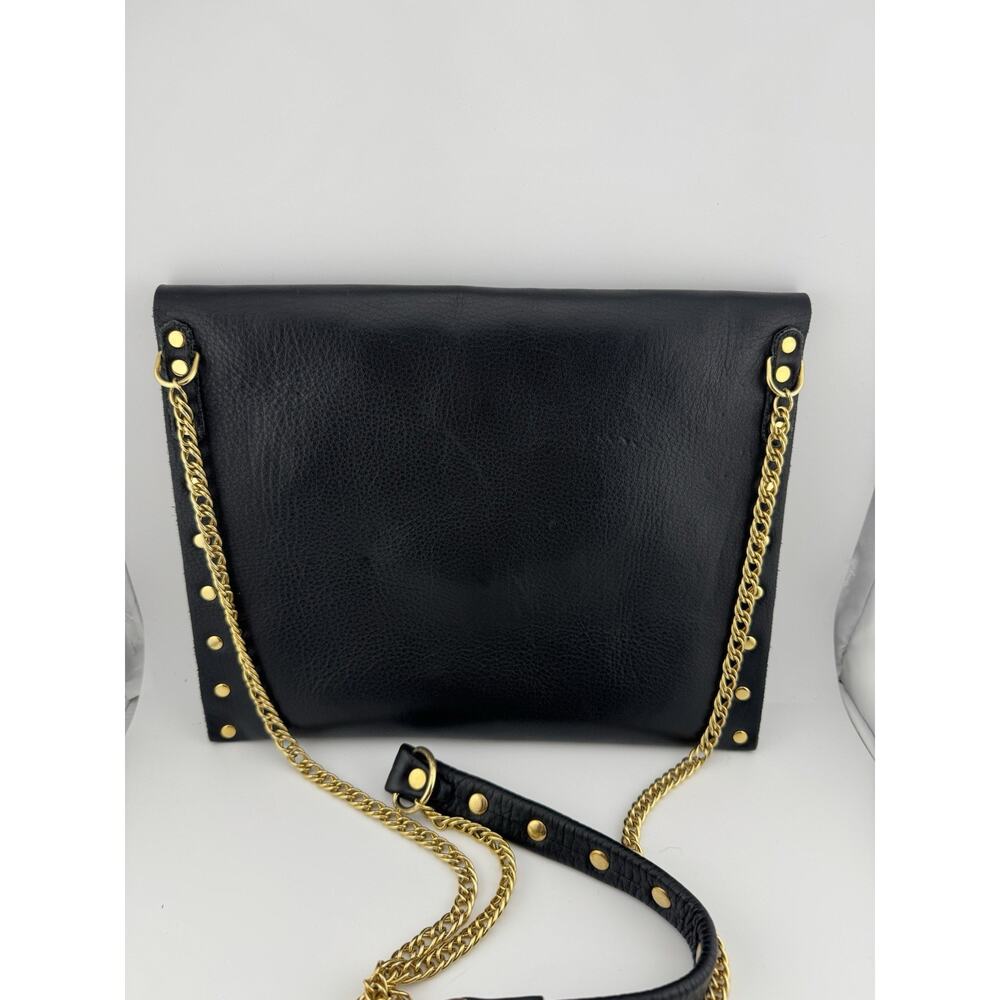 Floyd Black Soft Leather Baguette Clutch Shoulder Bag Mid Century - Picture 2 of 7